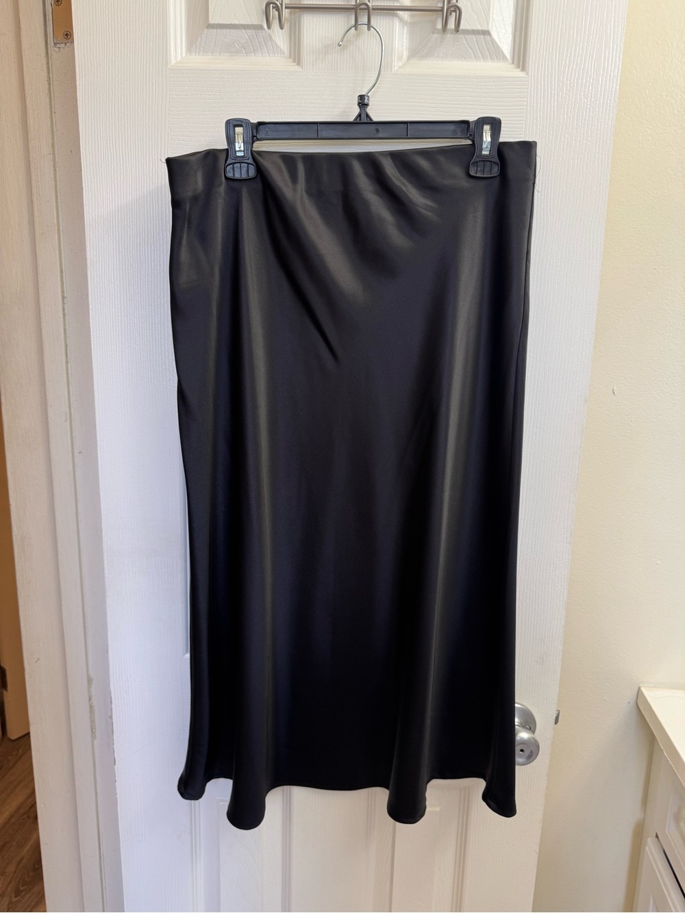 J.Elizabeth Black Satin Midi Slip Skirt